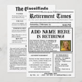 Vintage “Retirement Times” Newspaper Invitation (Devant / Derrière)