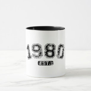 Vintage Retro 1980 Grunge Opgericht Grafisch ontwe Mok
