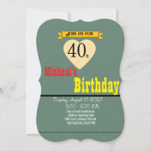 Vintage Retro 40e anniversaire Faire-part | Person