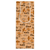 vintage retro airplane pattern wijn cadeautas (Voorkant)