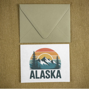 Vintage Retro Alaska Zonsondergang Buitenactivitei Kaart