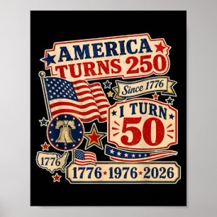 Vintage Retro Amerika wordt 250 Draait 50 1976 50s Poster