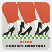 Vintage Retro Art Deco Shoes or Fashion Boutique Vierkante Sticker (Voorkant)