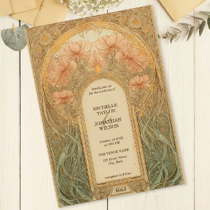 Vintage Retro Art Nouveau Botanische Tuin Frame Kaart