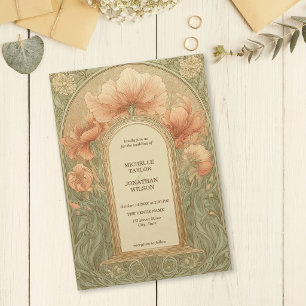 Vintage Retro Art Nouveau Botanische Tuin Frame Kaart
