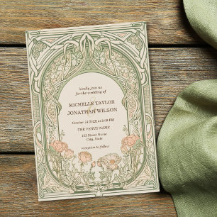 Vintage Retro Art Nouveau Botanische Tuin Frame  Kaart