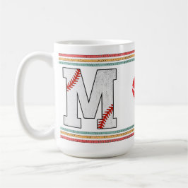 Vintage Retro Baseball Letter M Typography Koffiemok