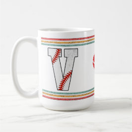 Vintage Retro Baseball Letter V Design Koffiemok