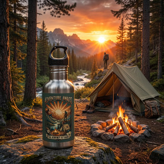 Vintage Retro Berg | Camping Wandelen Outdoor Waterfles