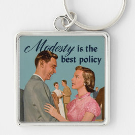 Vintage Retro "Bescheidenheid is het beste beleid" Sleutelhanger