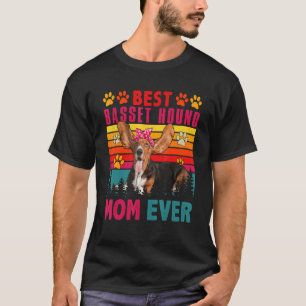 Vintage Retro Best Basset Hound Mam Ever Cute Dog T-shirt