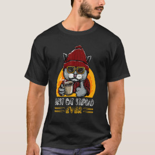 Vintage Retro Beste Kat Stiefvader Ooit Papa Kat T-shirt