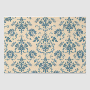 Vintage Retro Blauwe toile de jouy Tissuepapier