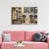 Vintage, retro boombox afbeelding op canvas afdruk (Insitu (Woonkamer))