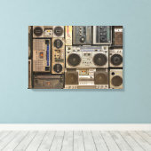 Vintage, retro boombox afbeelding op canvas afdruk (Insitu (Houten vloer))