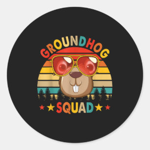 Vintage Retro Bosmarmot Grappige Squad Bosmarmot Z Ronde Sticker