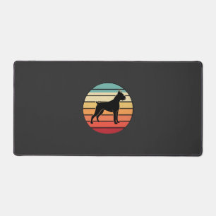 Vintage Retro Boxer Hond Zonsondergang Silhouet Bureaumat