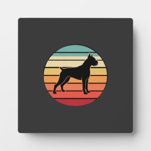 Vintage Retro Boxer Hond Zonsondergang Silhouet Fotoplaat