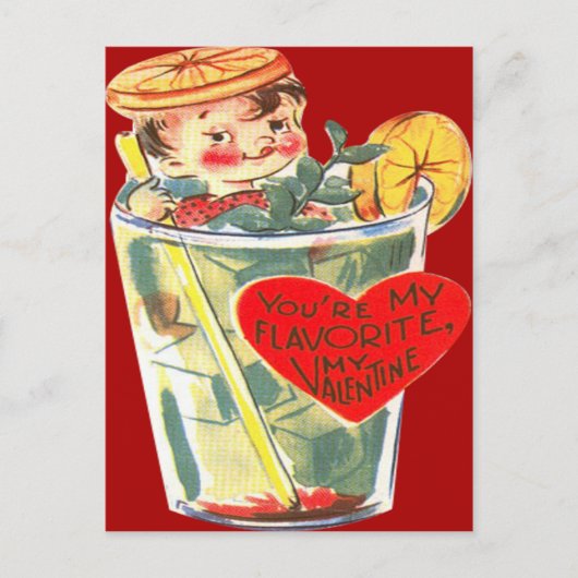 Vintage Retro Boy En Cocktail Carte Valentine (Devant)