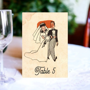 Vintage Retro Bride Groom Old Comic Rustic Wedding Kaart