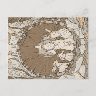 Vintage Retro Bunny Rabbits Briefkaart