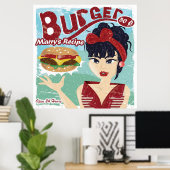 Vintage, Retro Burger Diner Poster (Thuiskantoor)