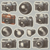 Vintage Retro Cameras & Lens Sticker Sheet شيت ملص (Devant)