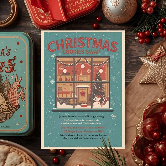 Vintage Retro Christmas Cookie Swap Kaart