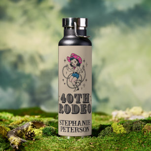 Vintage Retro Cowgirl 40e Verjaardagsfeest Waterfles