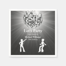 Vintage Retro Disco Ball Black White 50th Birthday