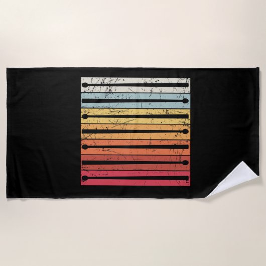 Vintage Retro Drumsticks Drummer Drums Strandlaken (Voorkant)