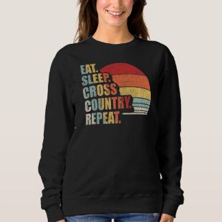 Vintage Retro Eat Sleep Cross Country Repeat Runni Trui