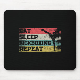 Vintage Retro Eet Slaap Kickbox Herhaal Grappige K Muismat