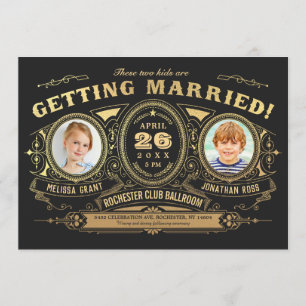 Vintage Retro Enfants Photo Mariage Invitations Ph