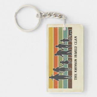 Vintage Retro Familie Trek Silhouette Aangepaste A Sleutelhanger