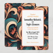 Vintage Retro Floral Wedding Uitnodiging (Voorkant / Achterkant)