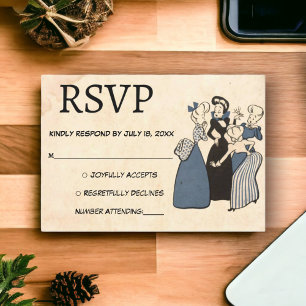 Vintage Retro Funny Verloving Ring Rustic Wedding RSVP Kaartje