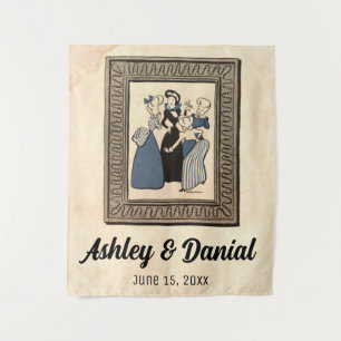 Vintage Retro Funny Verloving Ring Rustic Wedding Wandkleed