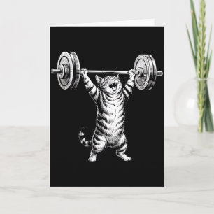 Vintage Retro Gewichtheffen Gym Fun Cat Deadlif Kaart