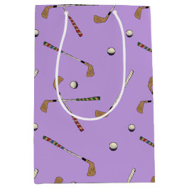 Vintage Retro Golf Golfer Clubs Ballen Patroon Lil Medium Cadeauzakje