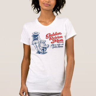 Vintage Retro Gouden Retriever Moeder Wandelt met T-shirt