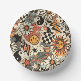 Vintage Retro Grunge: Celestial Sun, Daisy, Smiley Papieren Kommen