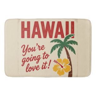 Vintage Retro Hawaïaanse Eilanden Reisillustratie Badmat