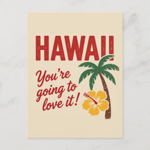 Vintage Retro Hawaïaanse Eilanden Reisillustratie Briefkaart