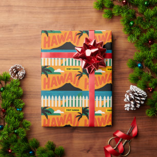 Vintage Retro Hawaïaanse Eilanden Reisillustratie Cadeaupapier
