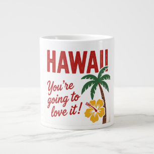 Vintage Retro Hawaïaanse Eilanden Reisillustratie Extra Grote Beker