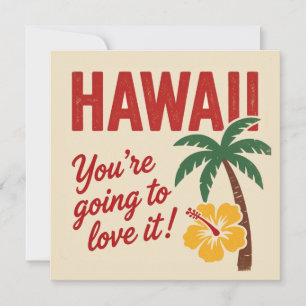 Vintage Retro Hawaïaanse Eilanden Reisillustratie Feestdagenkaart