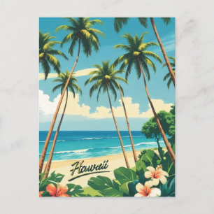 Vintage Retro Hawaïaanse Eilanden Reisillustratie Feestdagenkaart