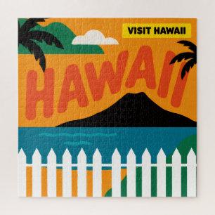 Vintage Retro Hawaïaanse Eilanden Reisillustratie Legpuzzel