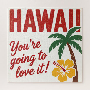 Vintage Retro Hawaïaanse Eilanden Reisillustratie Legpuzzel